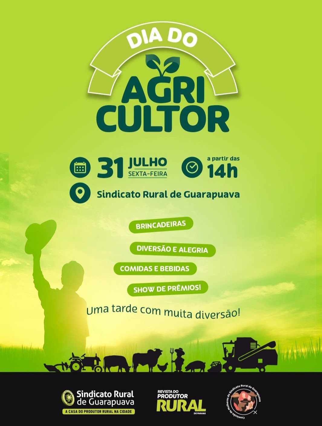 Sindicato Rural de Guarapuava convida para o Dia do Agricultor, no próximo dia 31 de julho