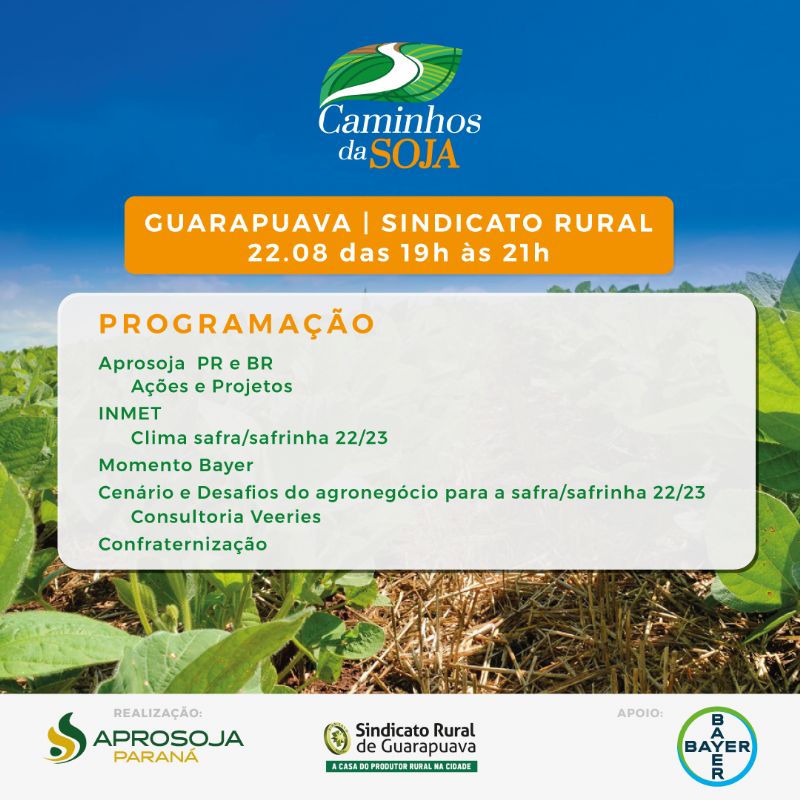 Aprosoja – PR e Sindicato Rural de Guarapuava promovem Caminhos da Soja