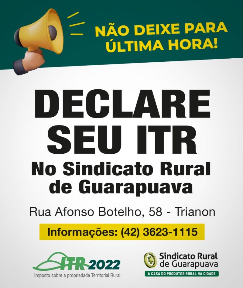 ITR 2022: PRAZO TERMINA NESTA SEXTA-FEIRA (30)