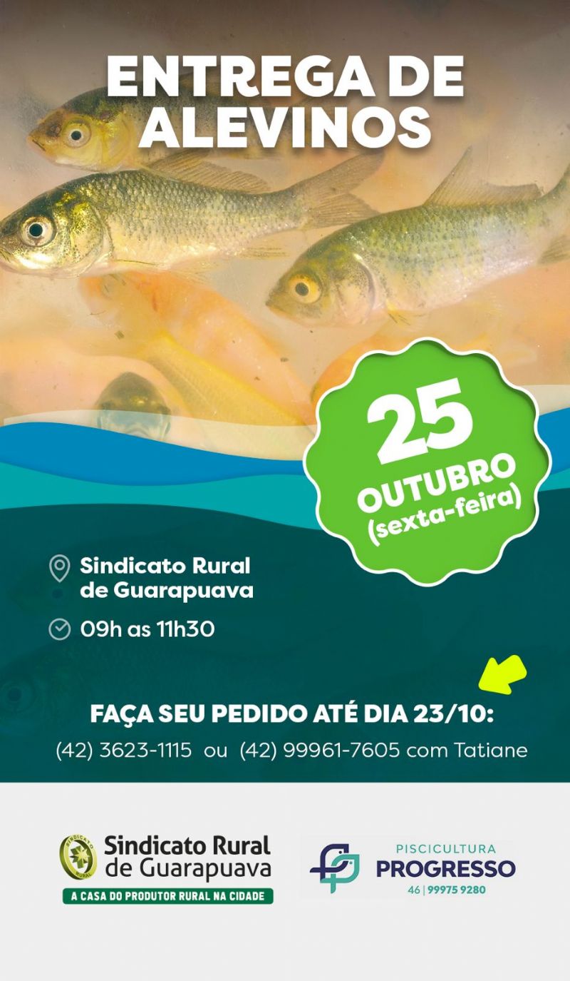 Aberto mais um período de encomendas de alevinos no Sindicato Rural de Guarapuava
